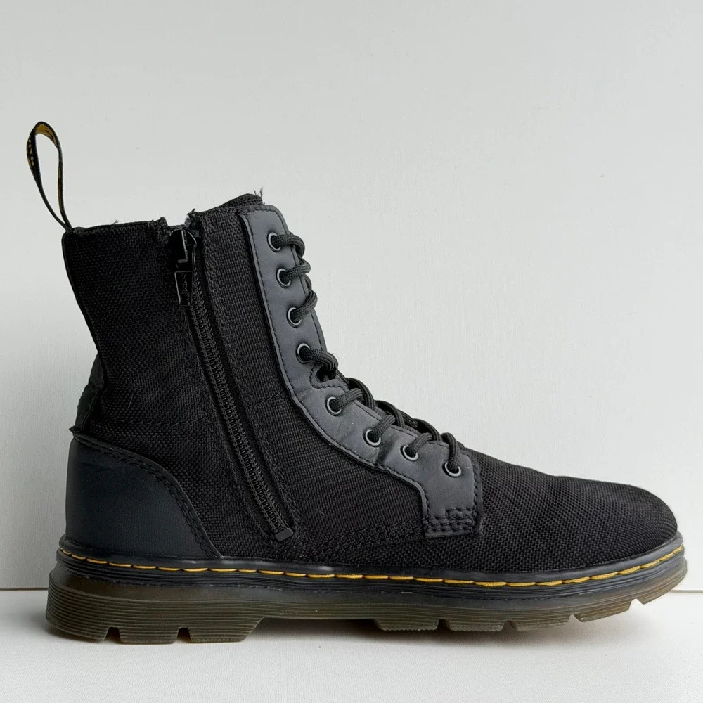 Dr. Martens Combs J Boots Big Kids size 4 Black Combat Nylon Canvas Side Zip